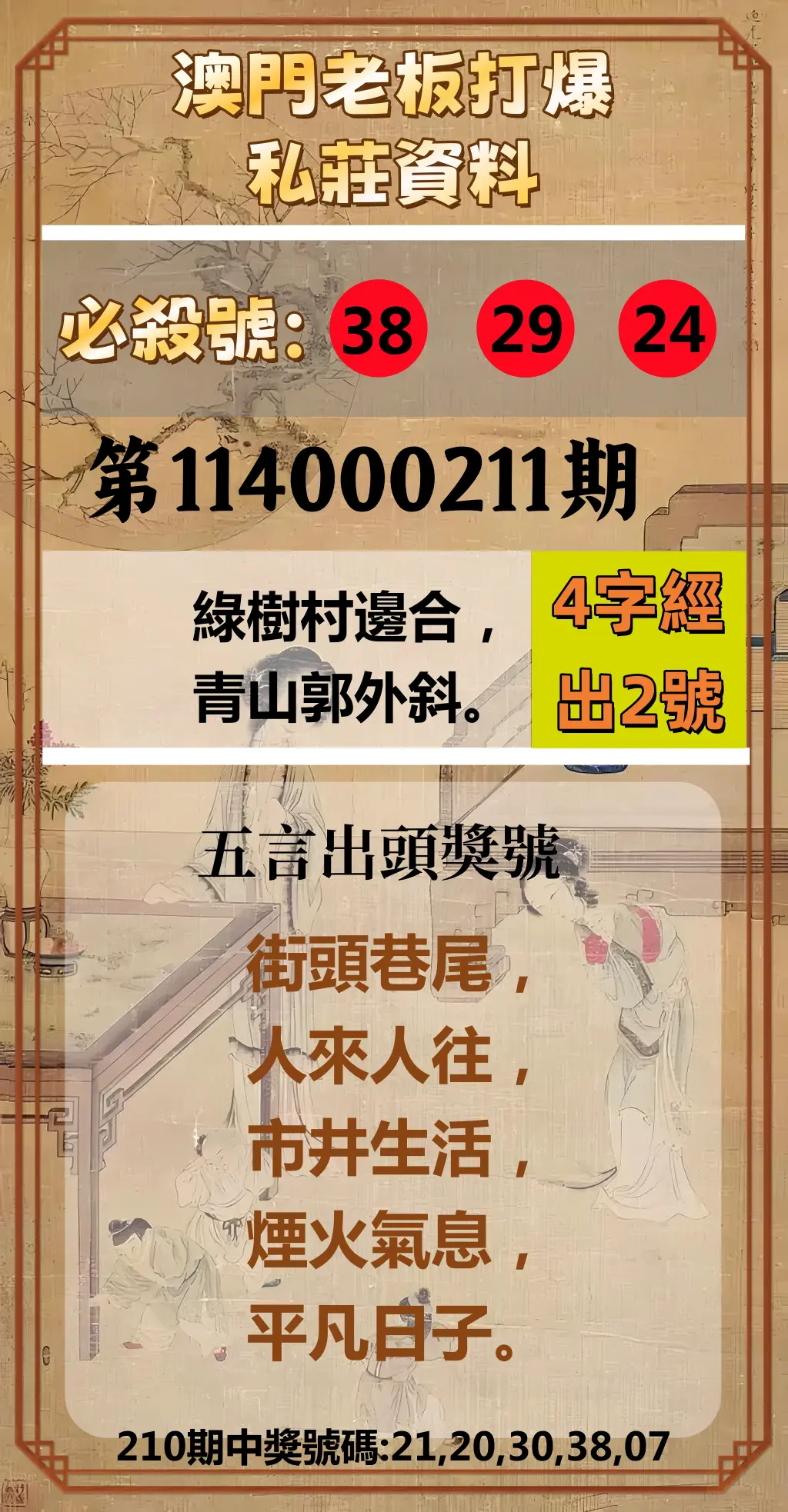 今彩539第114000211期(08/30)澳門老板打爆私莊資料