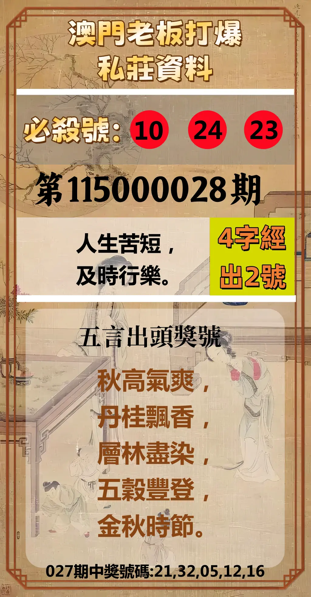 今彩539第115000028期(02/02)澳門老板打爆私莊資料