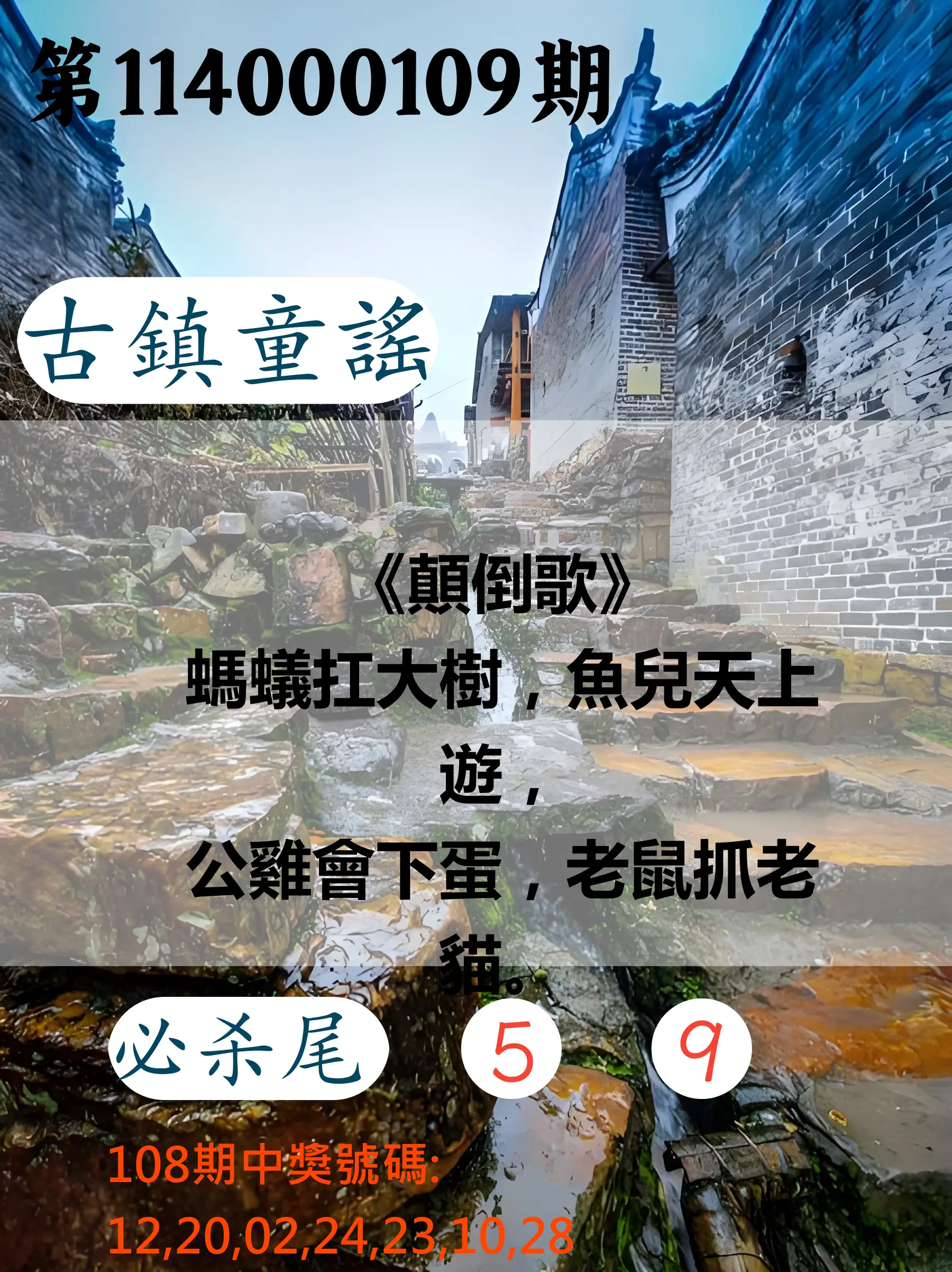 大樂透第114000109期(11/28)古鎮童謠