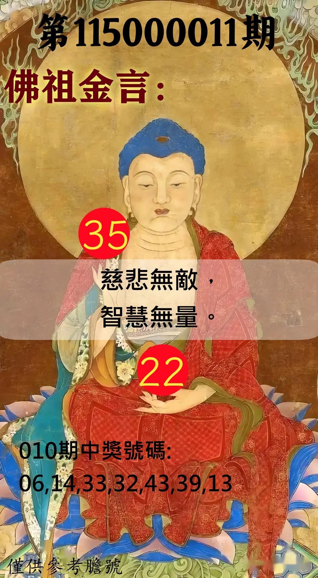 大樂透第115000011期(02/06)佛祖金言