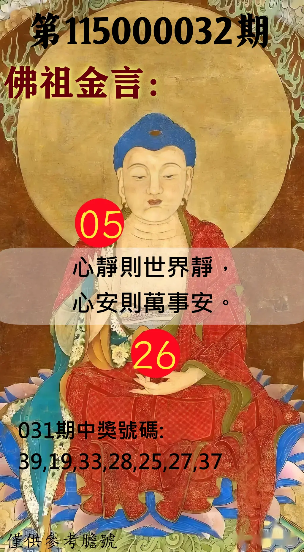 大樂透第115000032期(03/03)佛祖金言