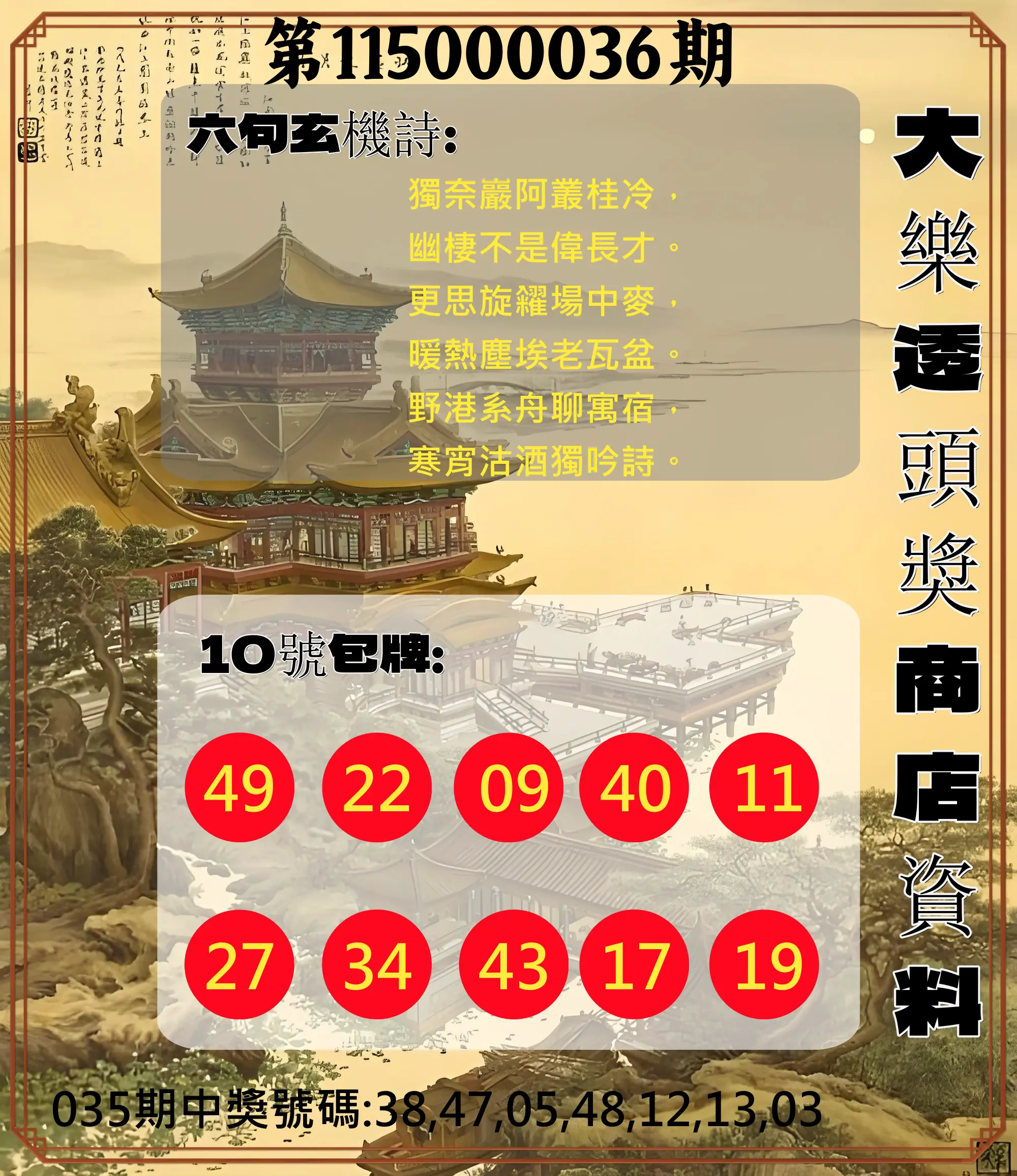 大樂透第115000036期(03/17)大樂透頭獎商店資料