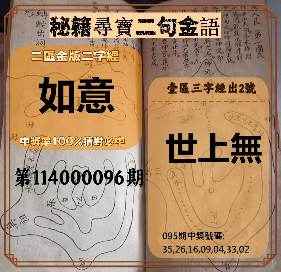 威力彩第114000096期(12/01)秘籍尋寶二句金語