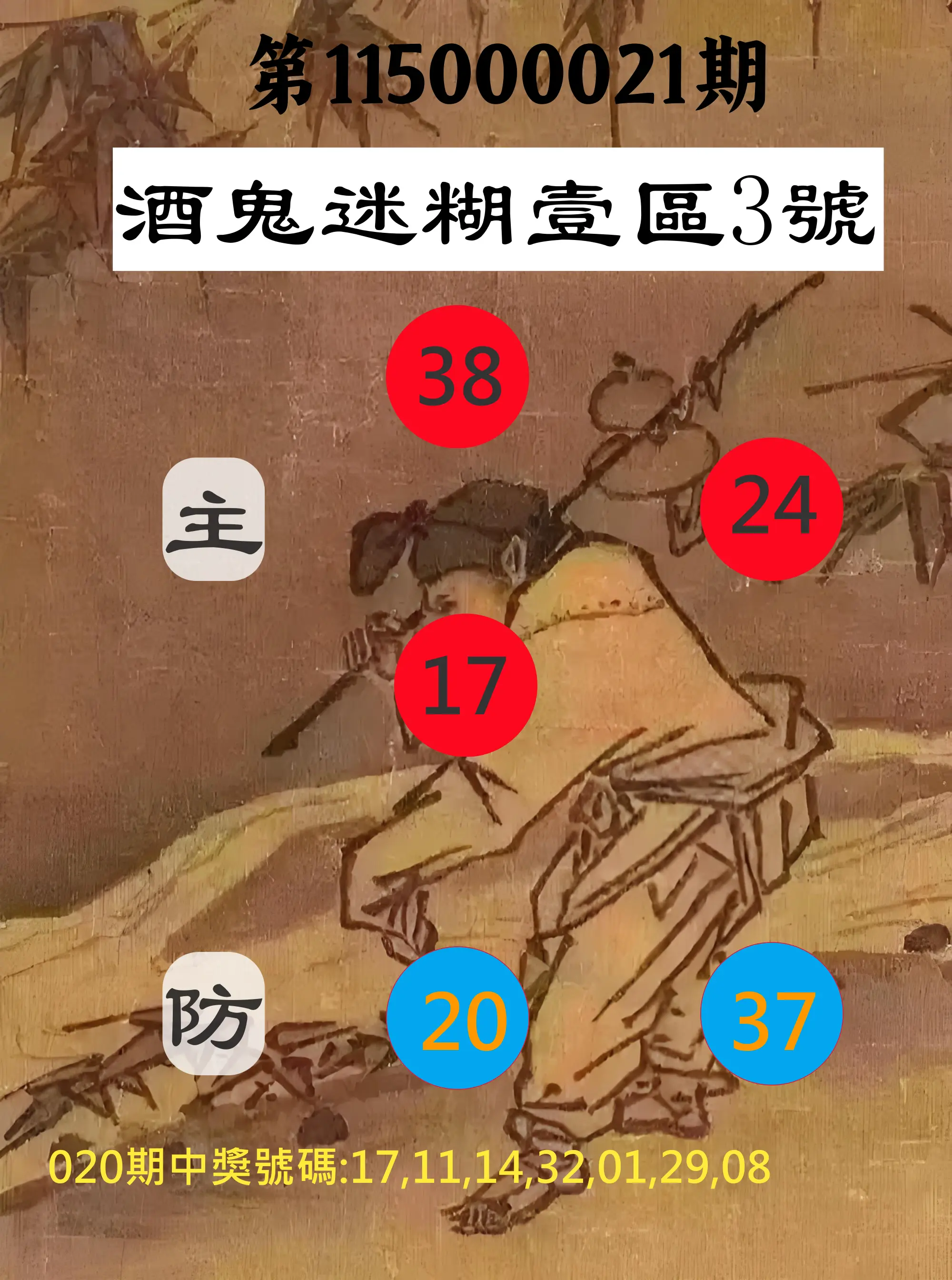 威力彩第115000021期(03/12)酒鬼迷糊壹區3號
