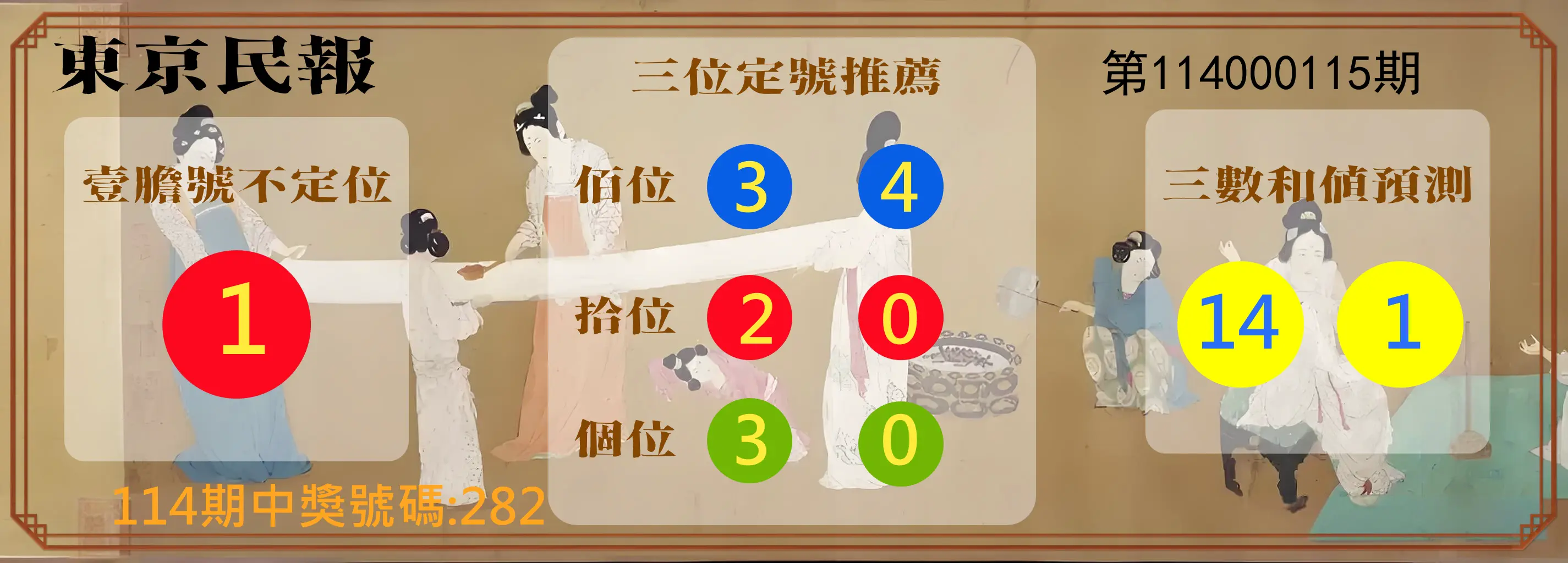 3星彩第114000115期東京民報