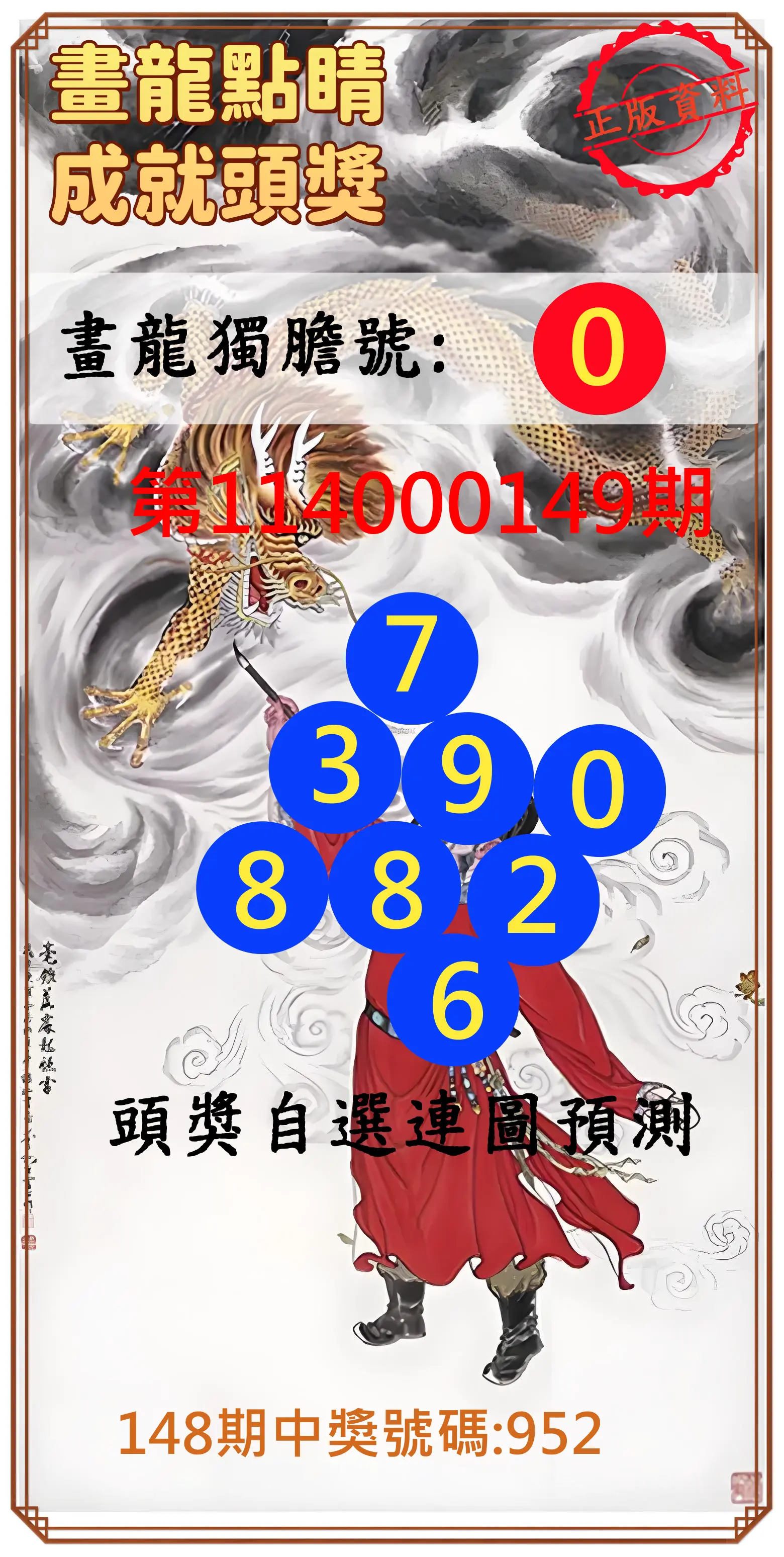 3星彩第114000149期畫龍點睛成就頭獎