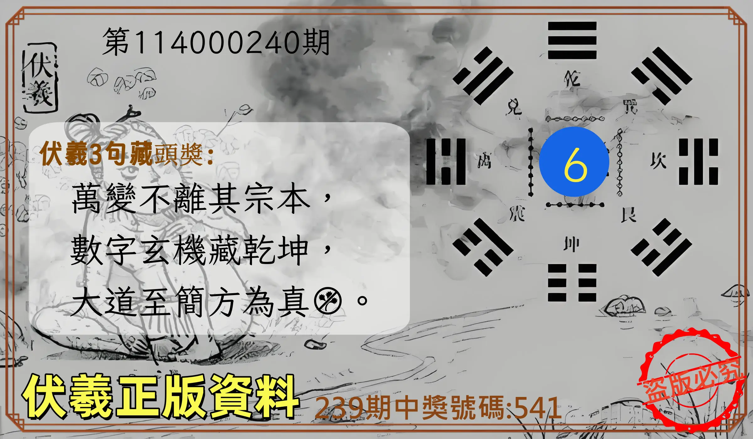 3星彩第114000240期(10/03)伏羲正版資料