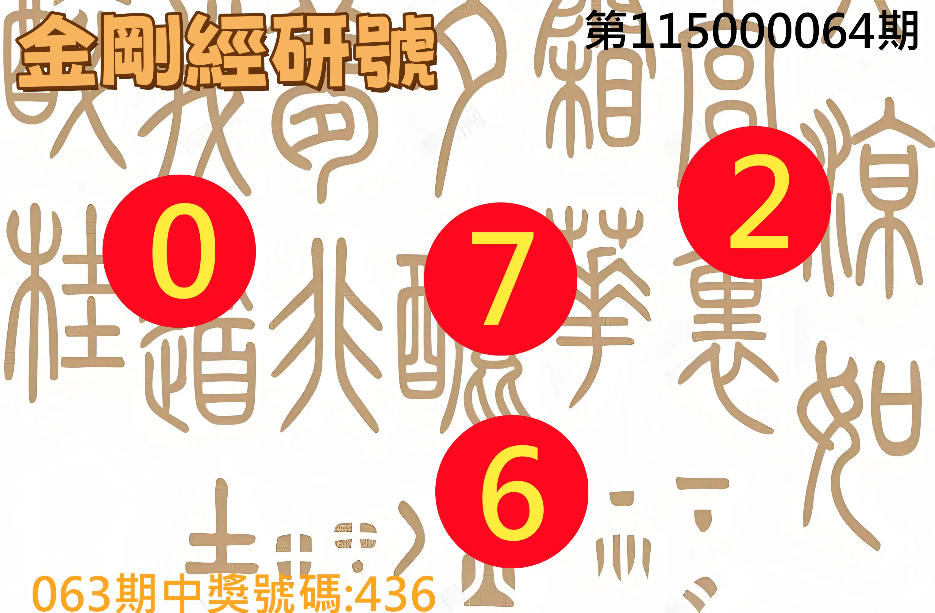 3星彩第115000064期(03/12)金剛經研號