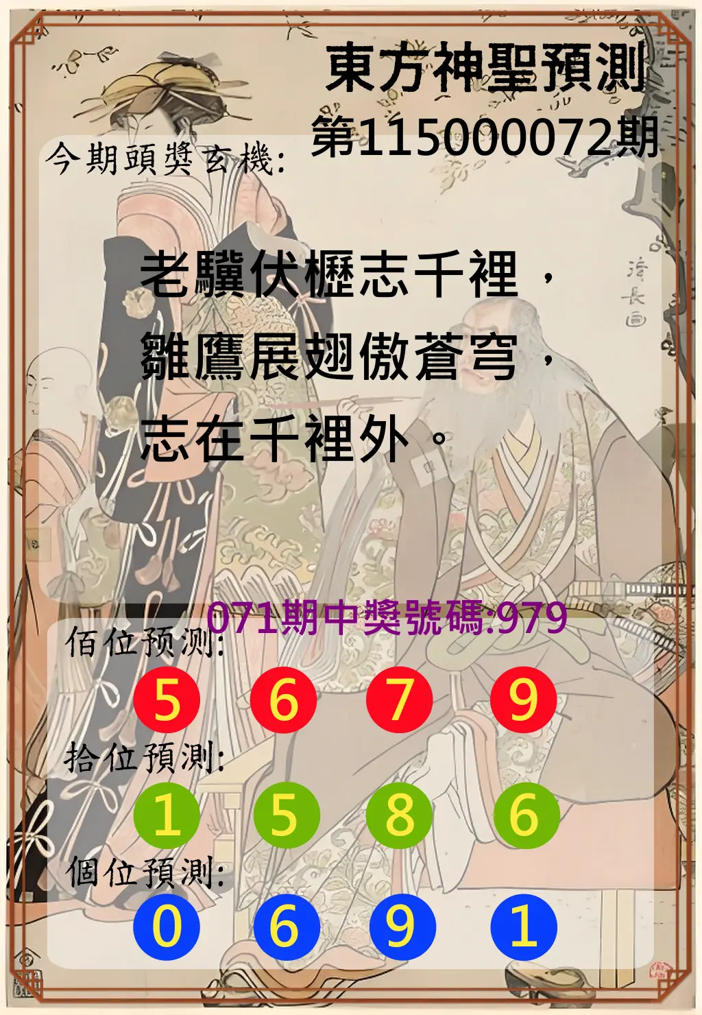 3星彩第115000072期(03/21)東方神聖預測