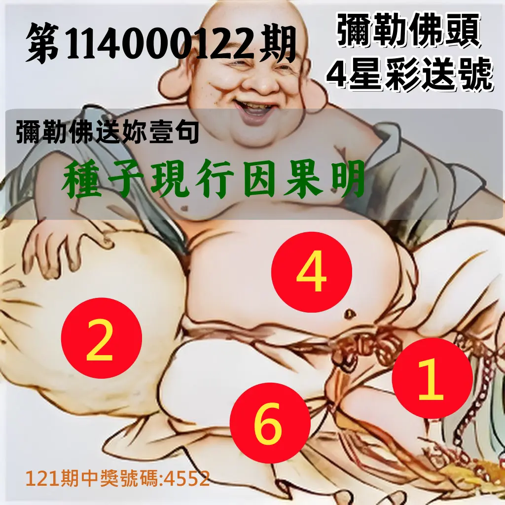 4星彩第114000122期彌勒佛頭4星彩送號