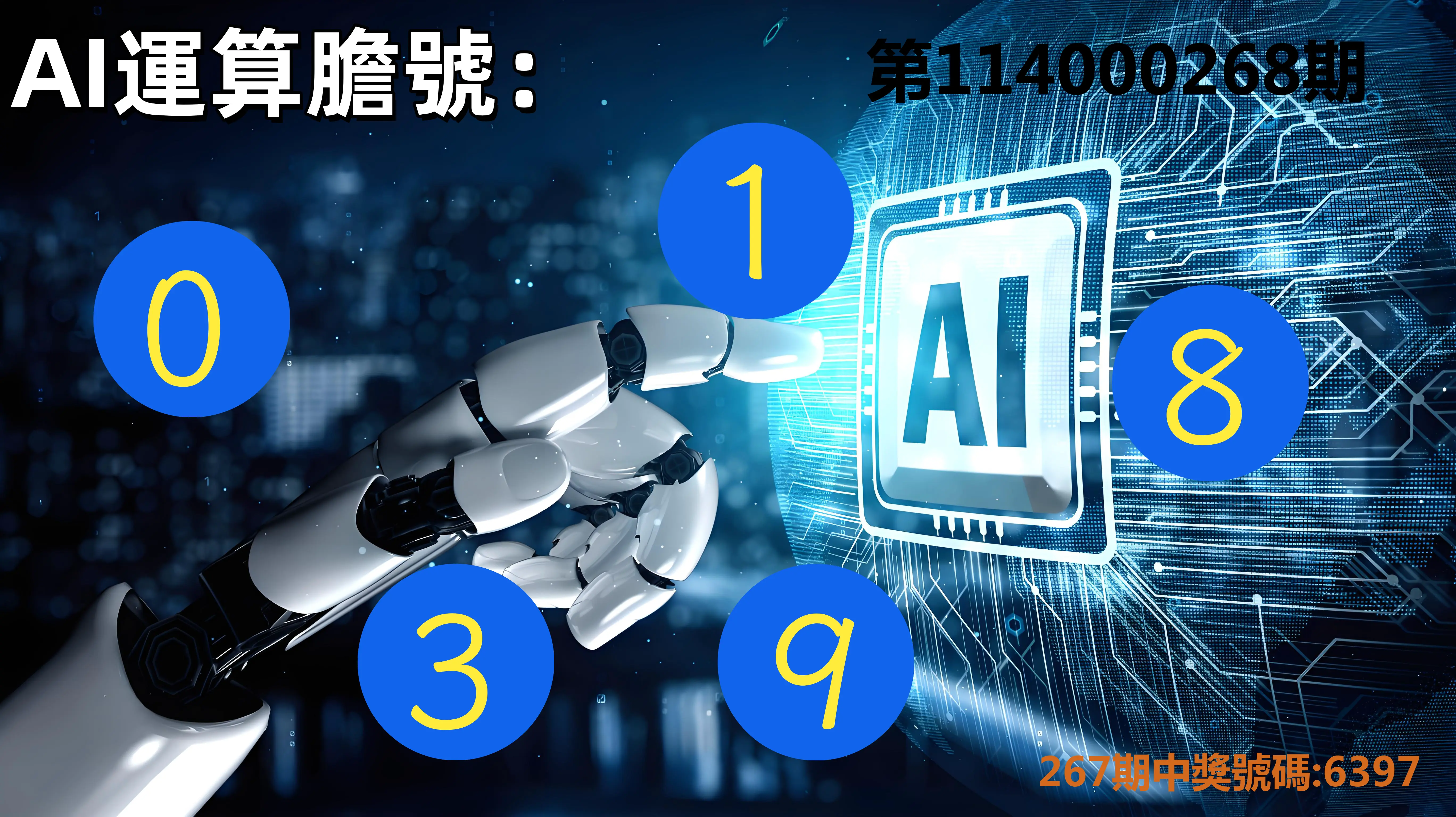 4星彩第114000268期(11/05)AI運算膽號
