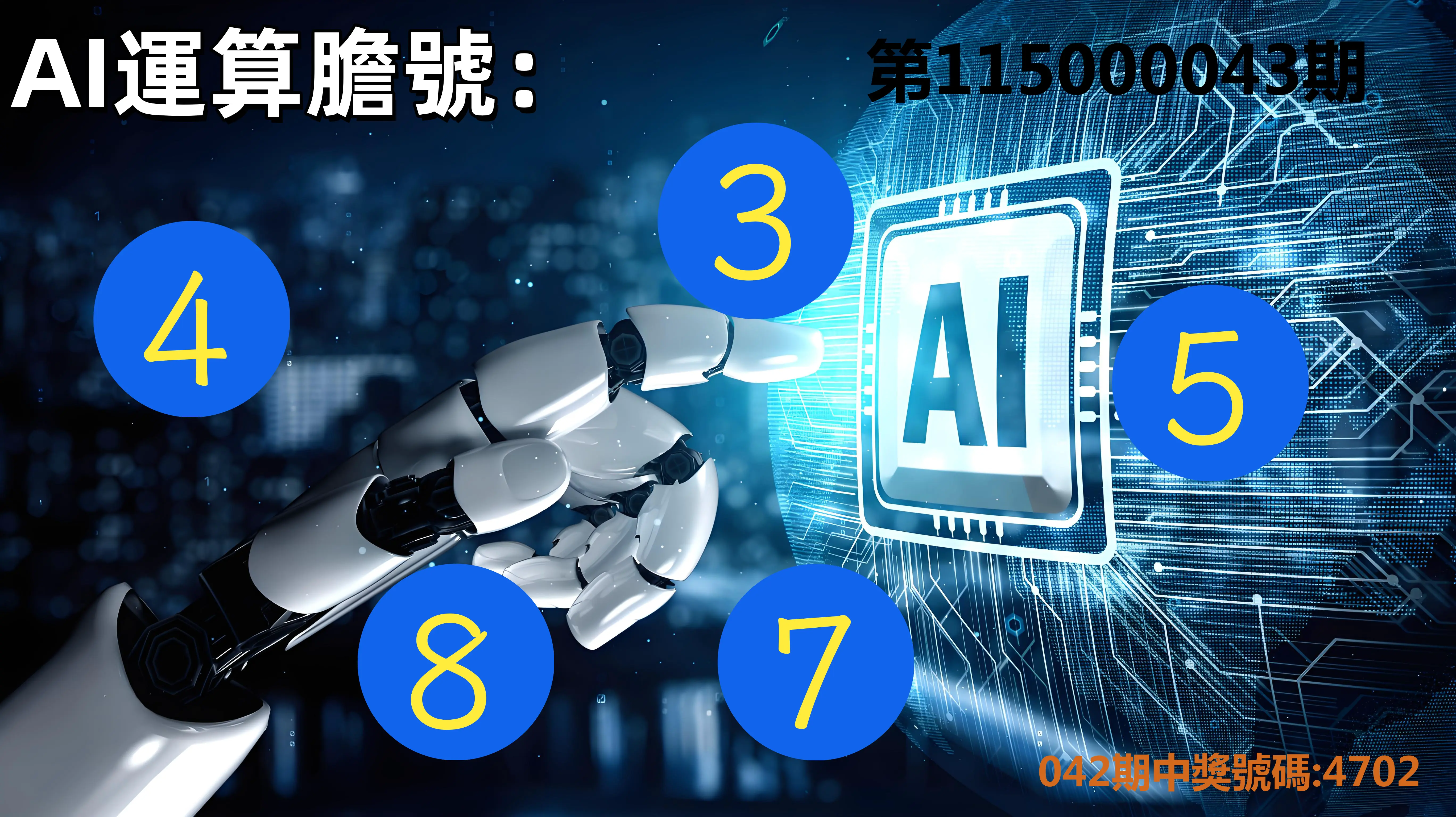 4星彩第115000043期(02/18)AI運算膽號