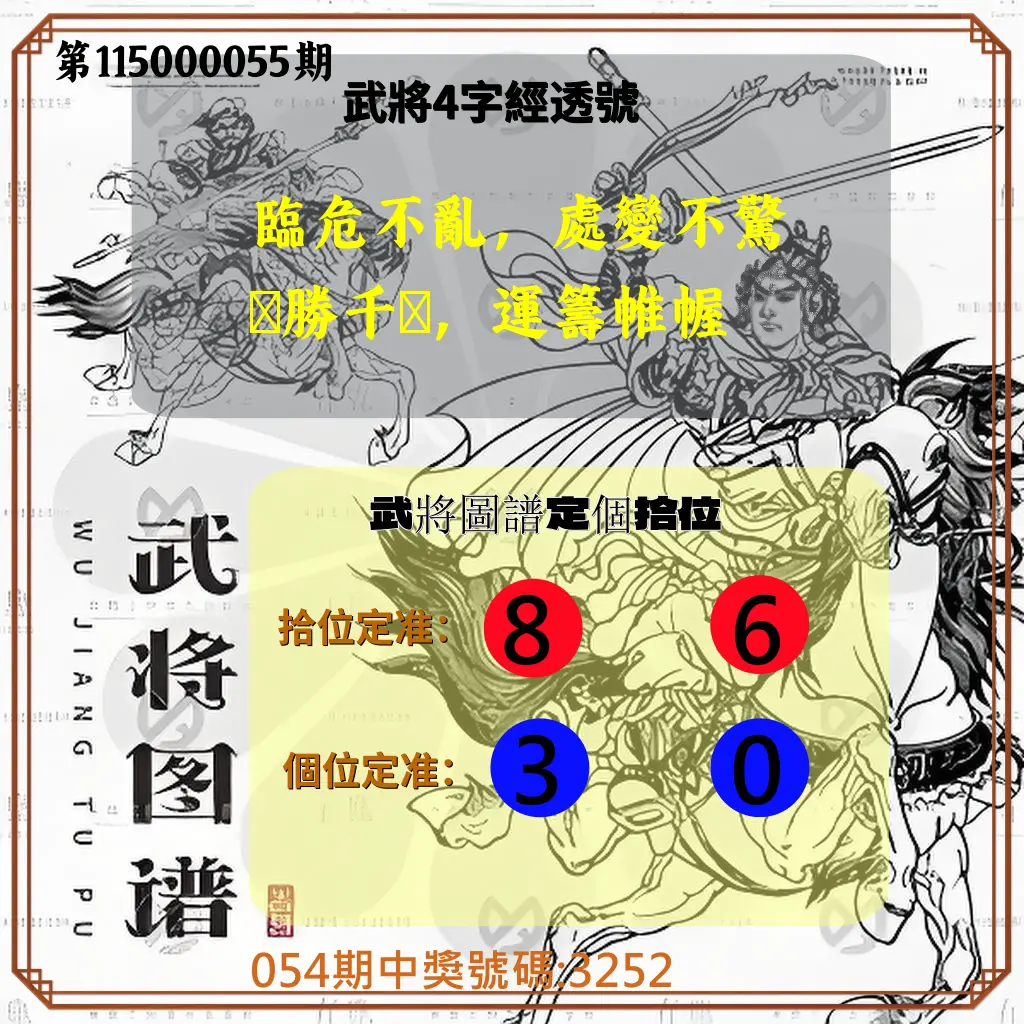 4星彩第115000055期(03/02)武將圖譜