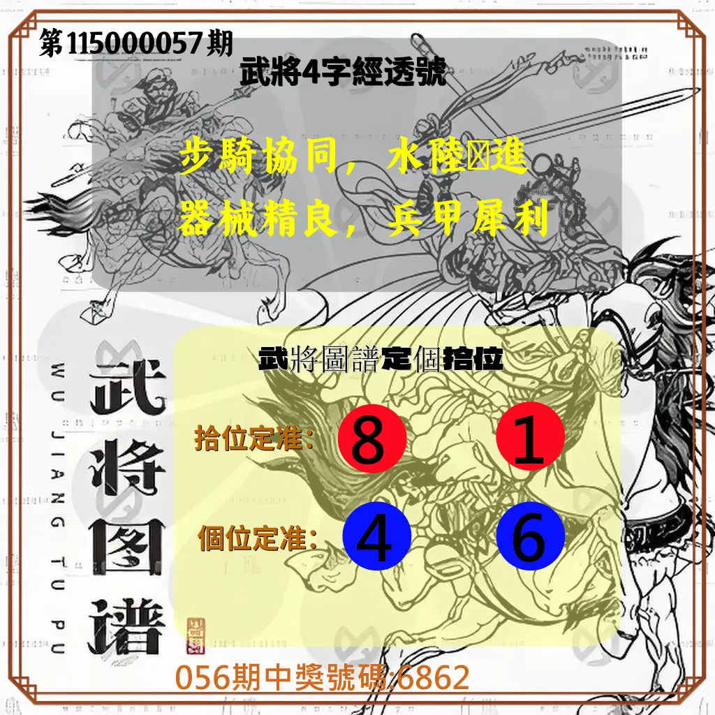 4星彩第115000057期(03/04)武將圖譜