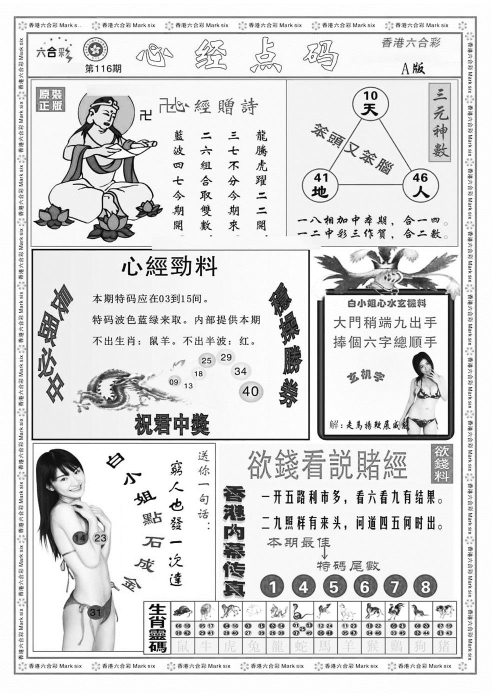 六合彩116期心经点码a（新图）(黑白)