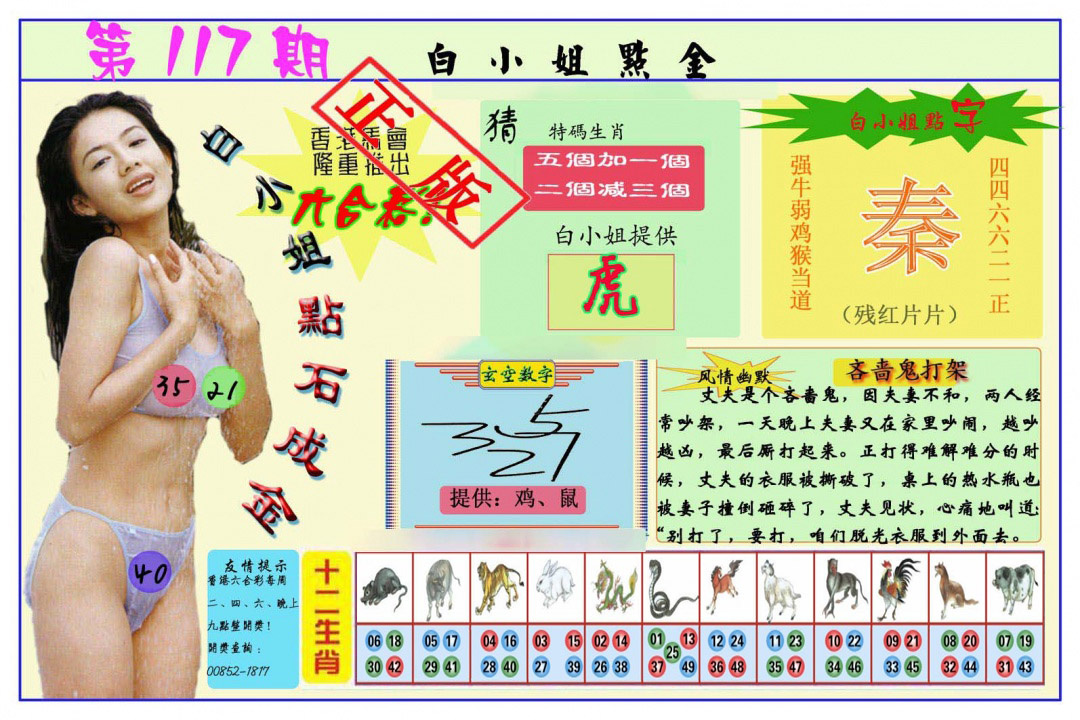 六合彩117期白小姐点金
