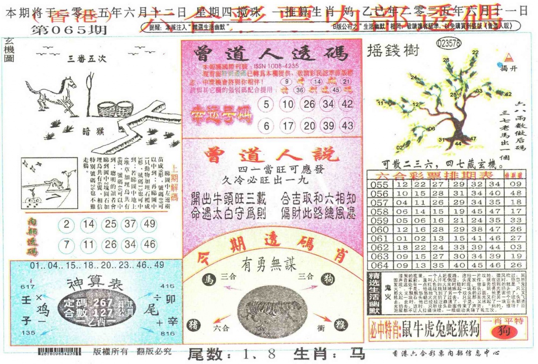 六合彩065期六合内部透码