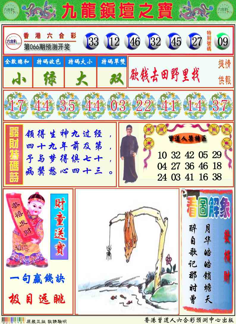 六合彩066期九龙挂牌解特码A