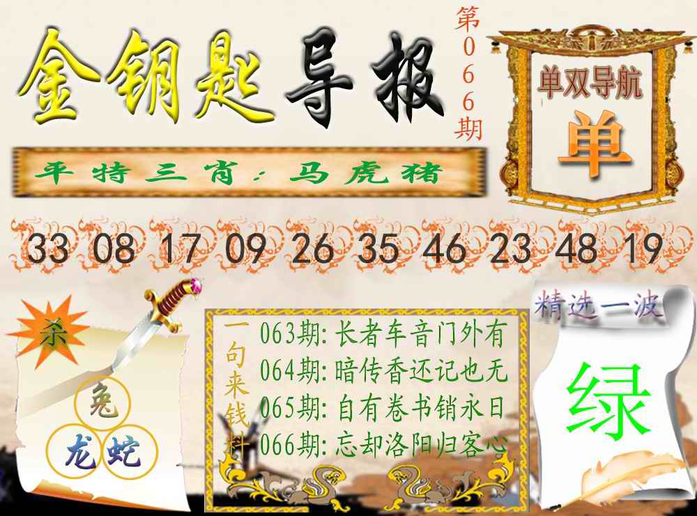 六合彩066期金钥匙导报