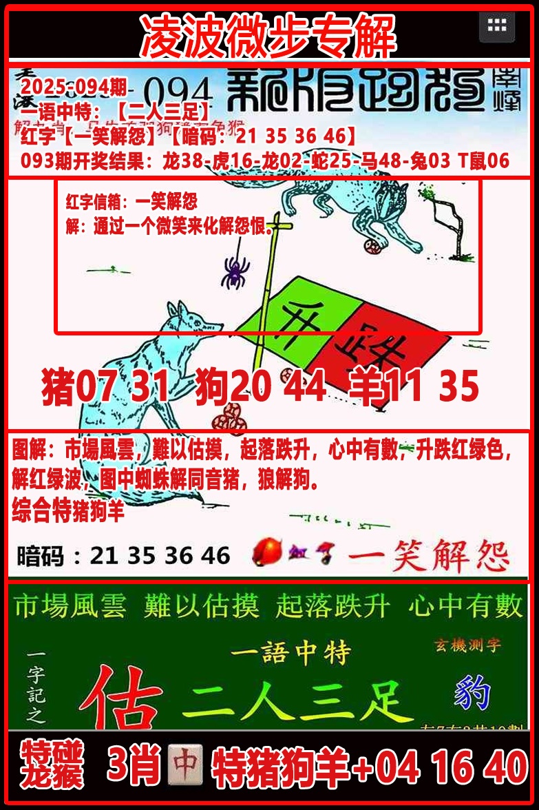 六合彩094期凌波微步专解跑狗
