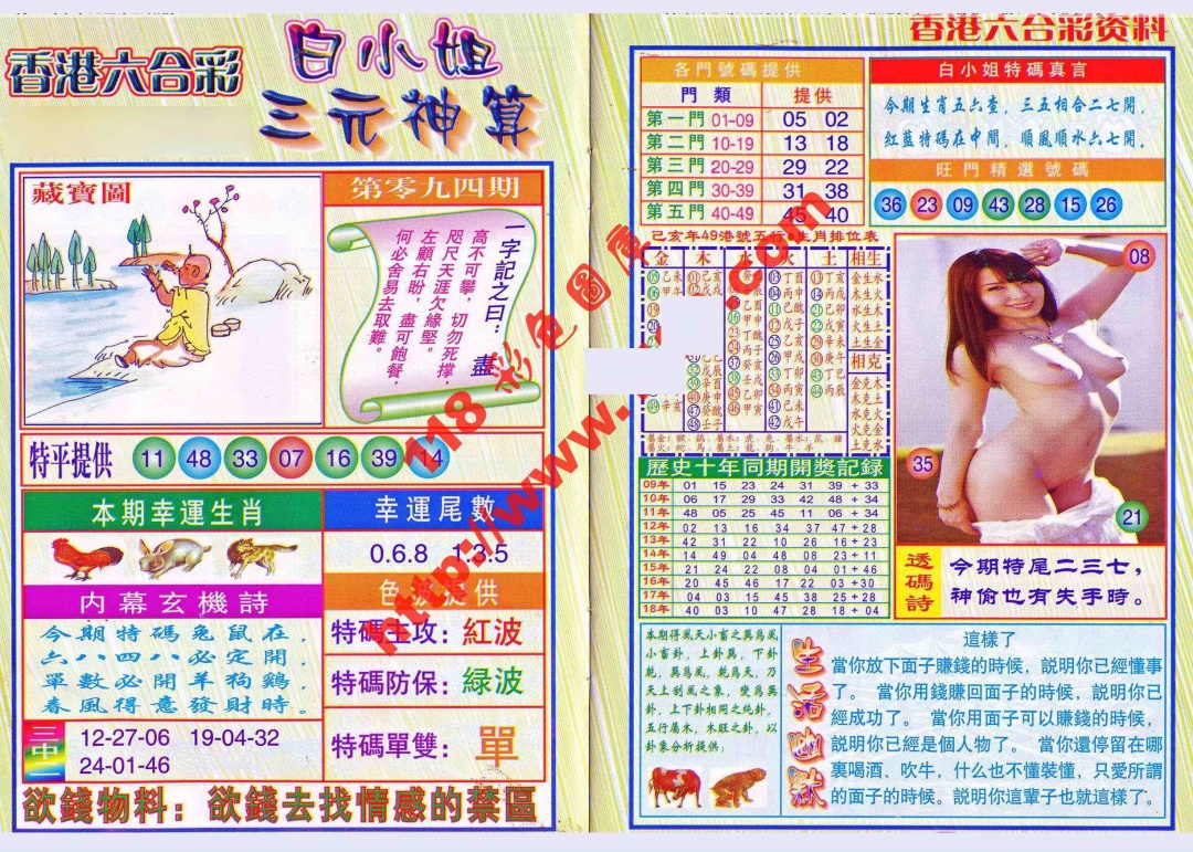 六合彩094期三元神算